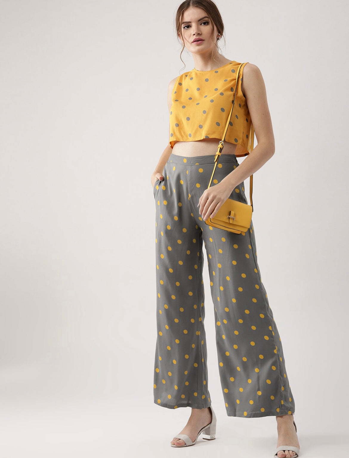 Yellow polka best sale dot crop top