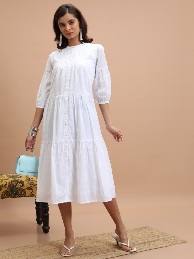 Womens white fit 2024 and flare dress