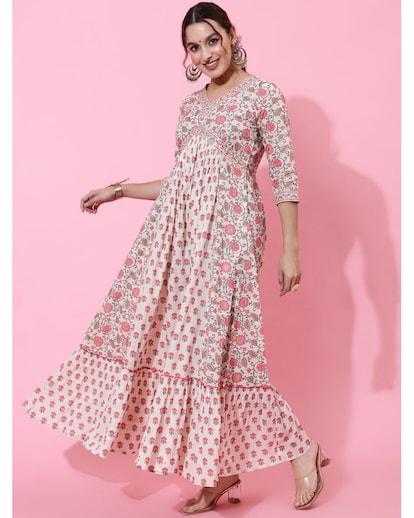 Pink Floral cotton dress