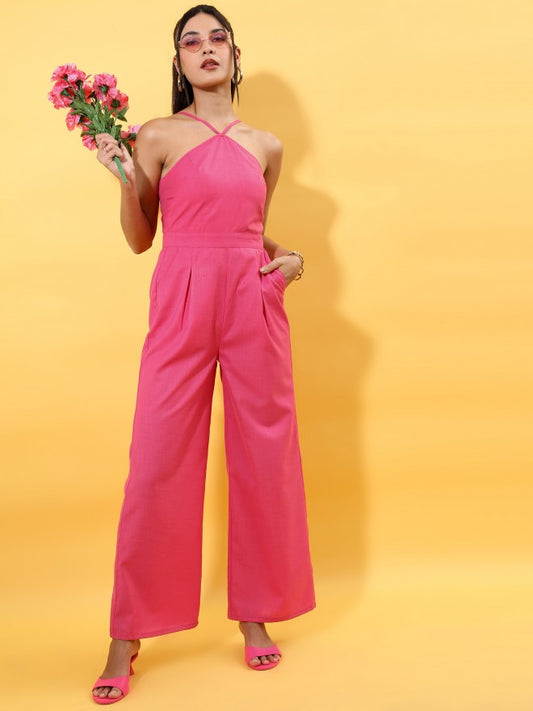 Women Pink Solid Jumpsuit