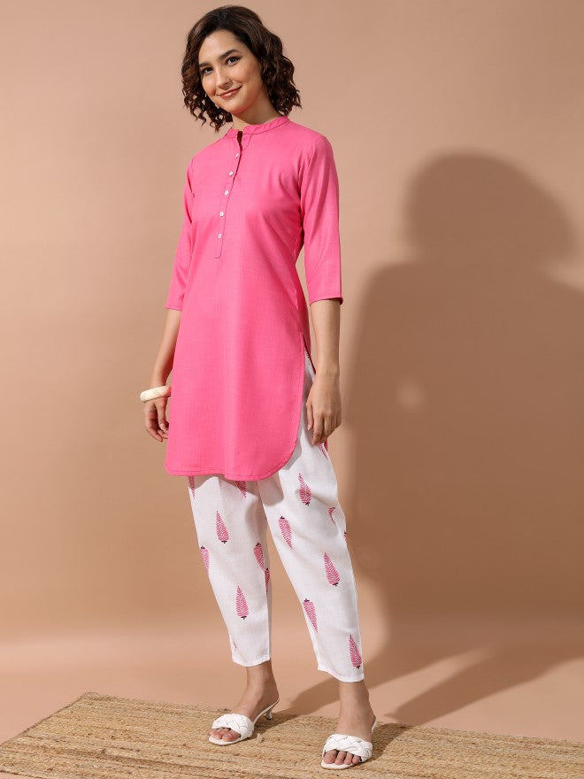 Women Pink and White Co-Ord Set