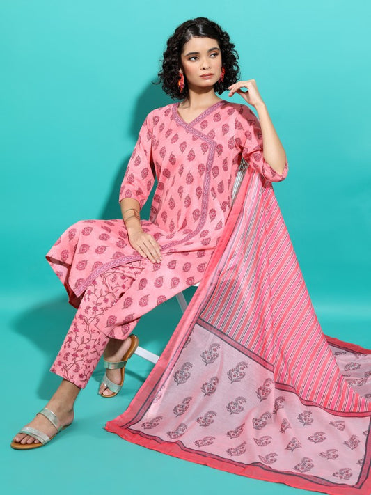 Women Pink Printed Kurta Set