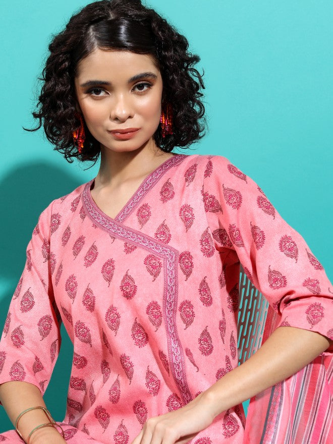 Women Pink Printed Kurta Set