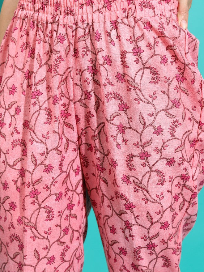 Women Pink Printed Kurta Set