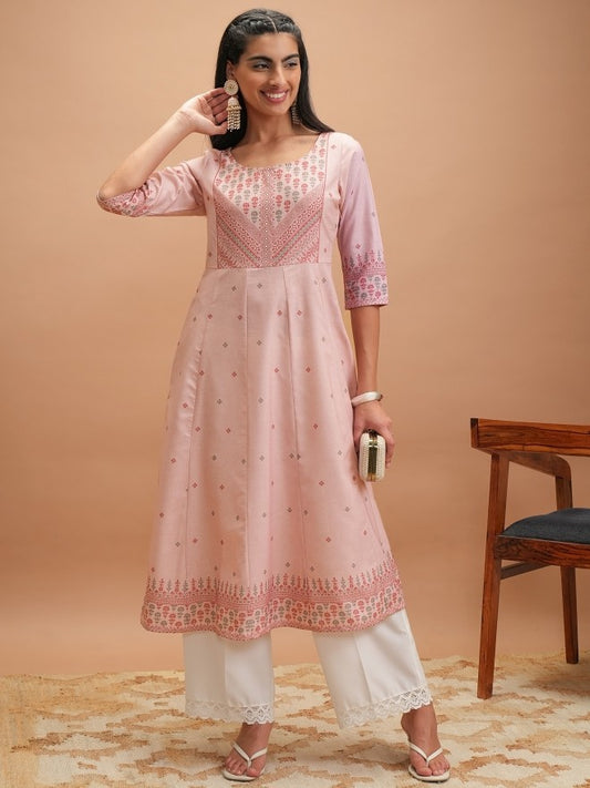 Women Pink Printed Anarkali Kurta