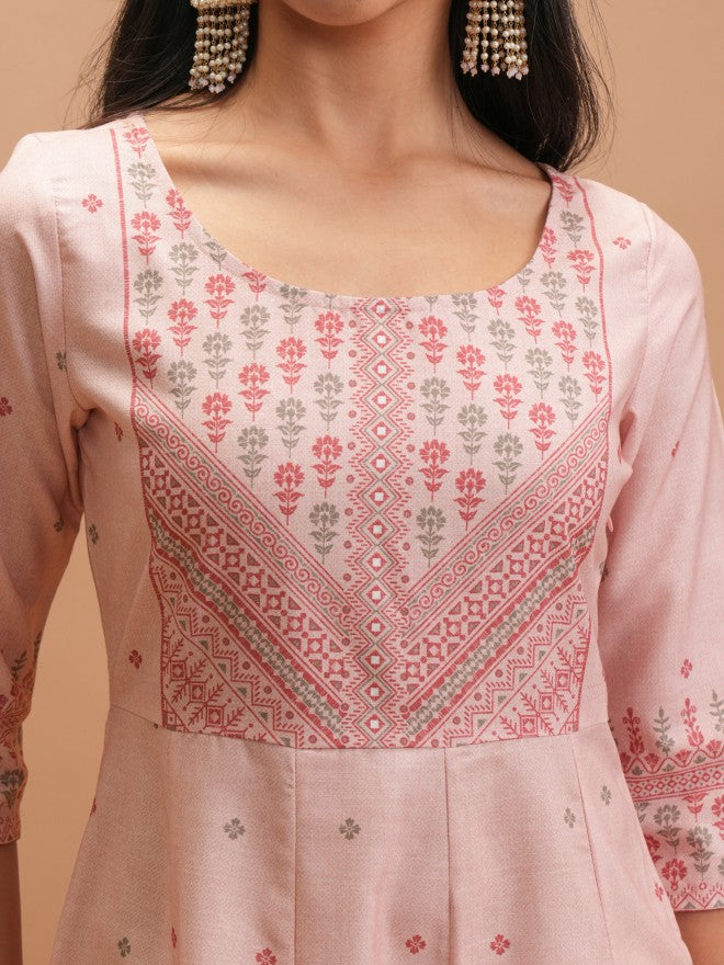 Women Pink Printed Anarkali Kurta