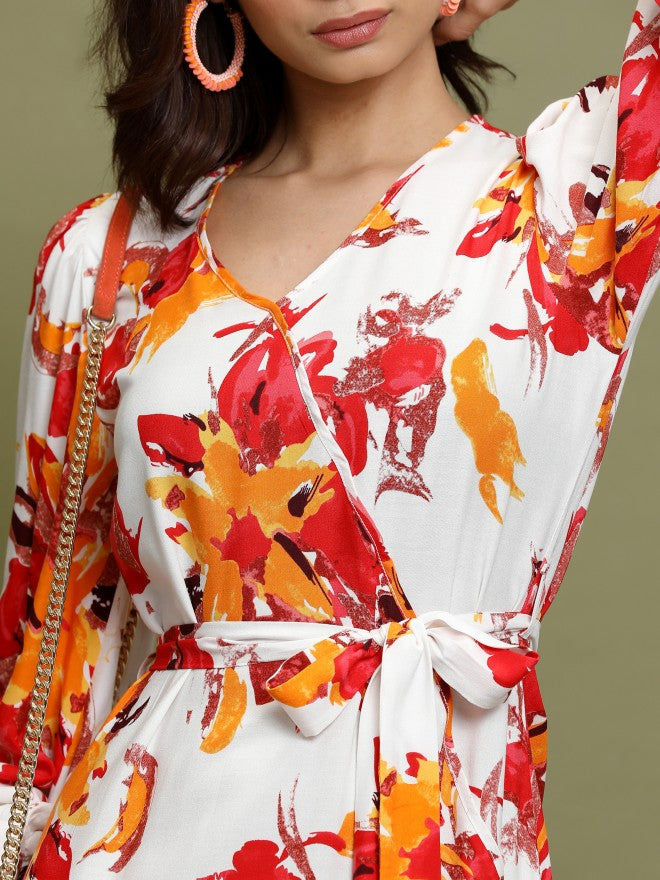 Women White Printed A-Line Dress