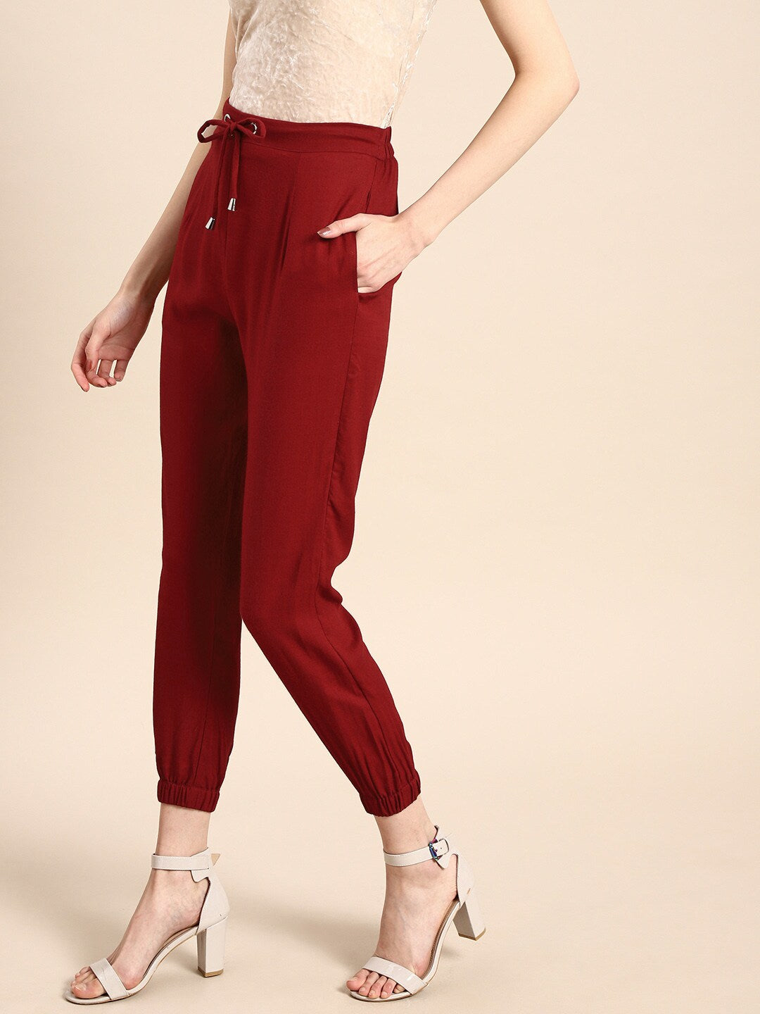 Women maroon joggers Anokhi.mu