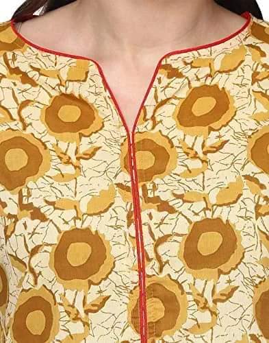 Yellow Printed Cotton Kurta