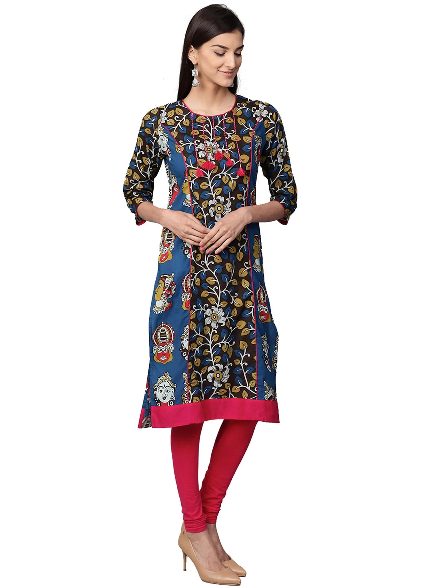 Multicolor Round Neck Printed Kurta